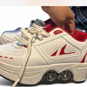 Kids White and Red Roller Shoes